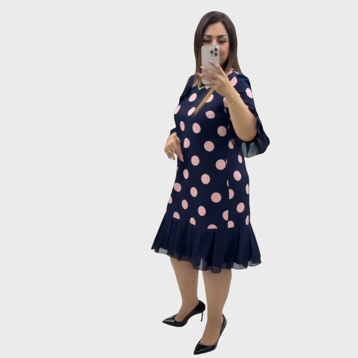 Riannah | Pleated Polka Dot Dress