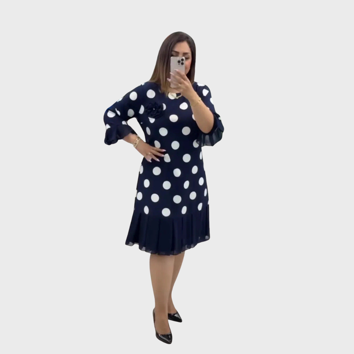Riannah | Pleated Polka Dot Dress