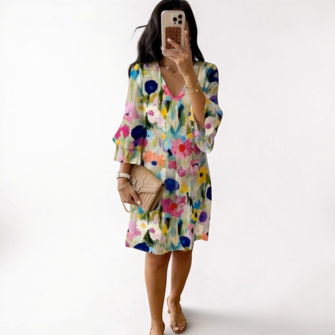 Romana | Floral Print V-Neck Mini Dress