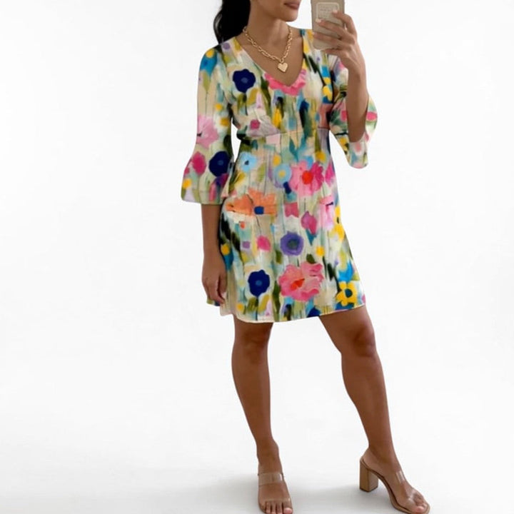 Romana | Floral Print V-Neck Mini Dress