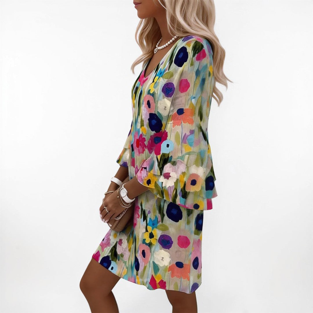 Romana | Floral Print V-Neck Mini Dress