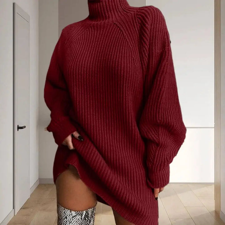 Women's Turtleneck Sweater Dress for Winter