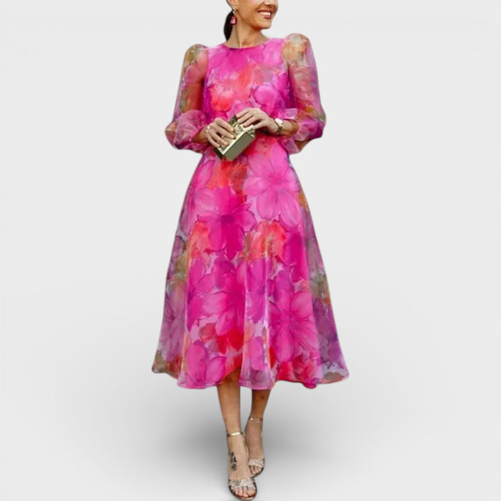 Aria | Elegant Floral Midi Dress