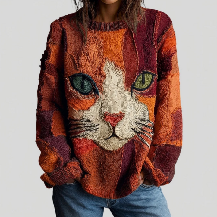 Deborah | Artistic Cat Print Top