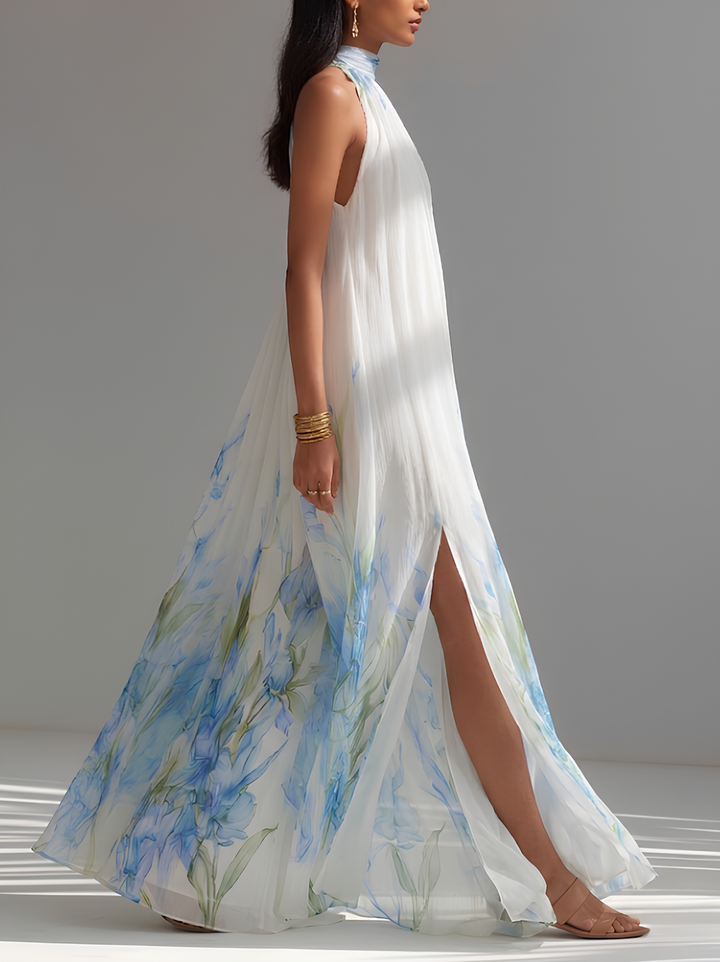 Aveline™ | Flowy Chiffon Halter Maxi Dress