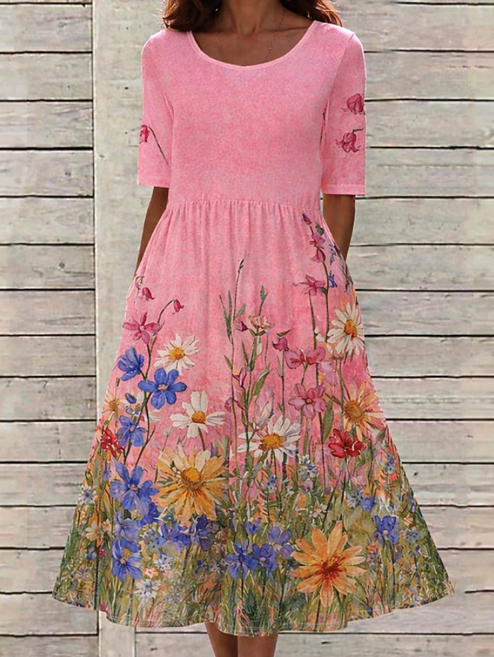 Margaret | Floral Meadow Midi Dress