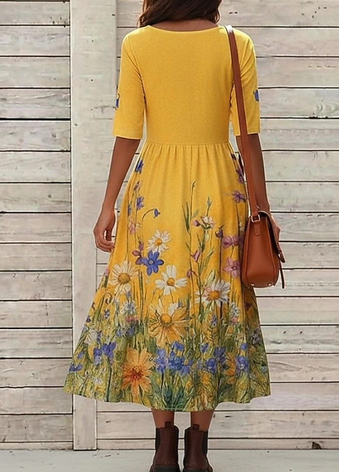 Margaret | Floral Meadow Midi Dress