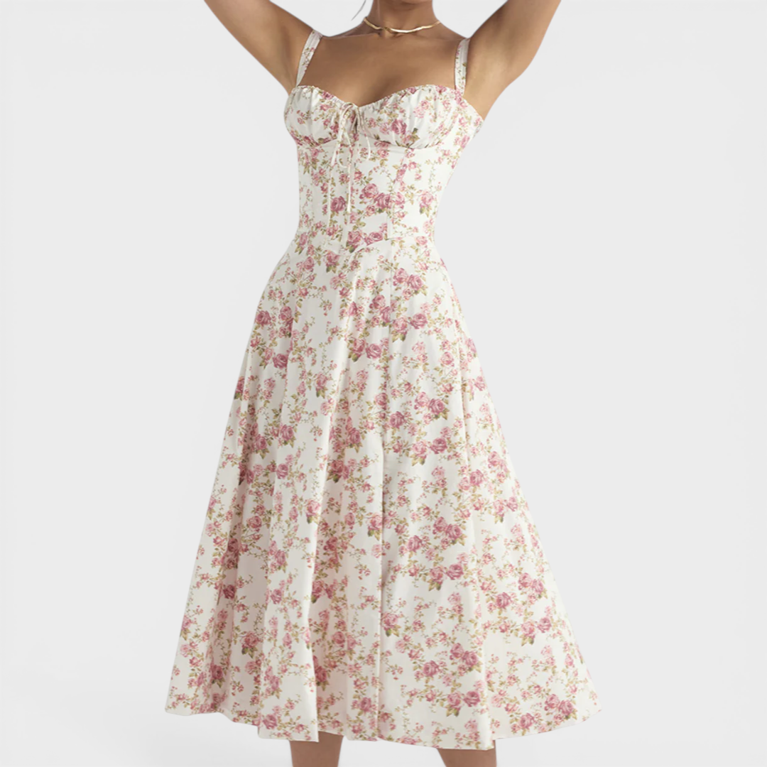 Seraphina | Floral Corset Midi Dress