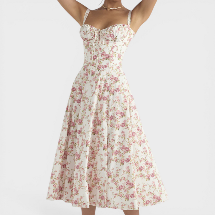 Seraphina | Floral Corset Midi Dress