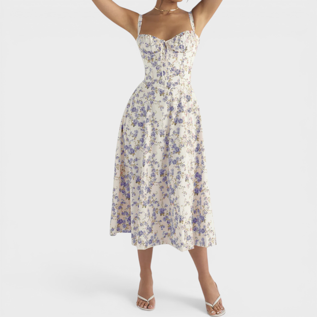 Seraphina | Floral Corset Midi Dress