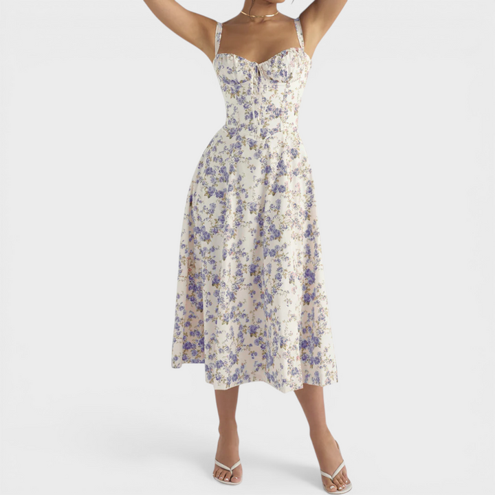 Seraphina | Floral Corset Midi Dress