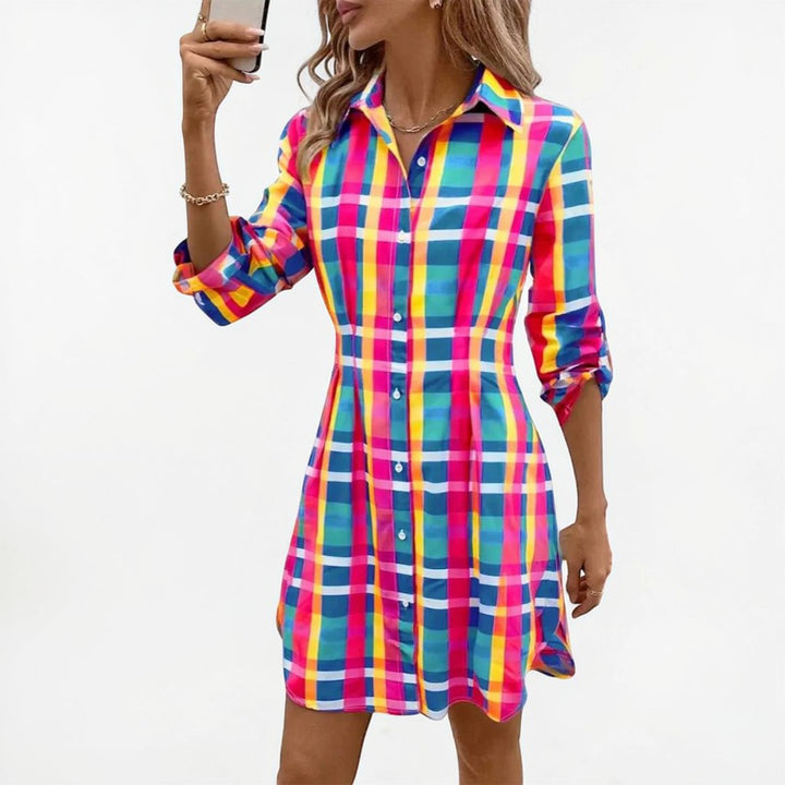 Shaina | Check Long Sleeve Mini Dress