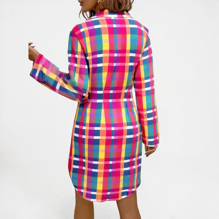 Shaina | Check Long Sleeve Mini Dress