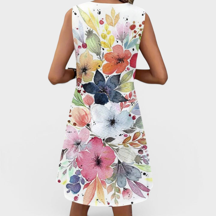 Stacy | Watercolor Floral Midi Dress – Lightweight & Flowy Fit