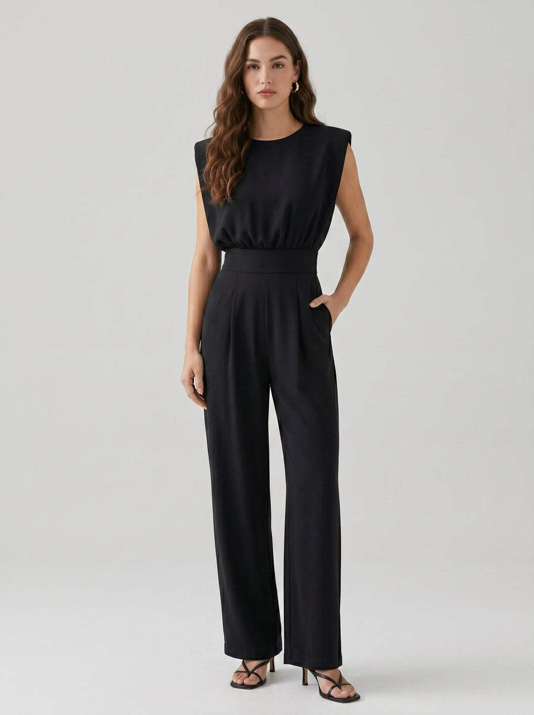 Aria | Elegant Sleeveless Wide Leg Jumpsuit