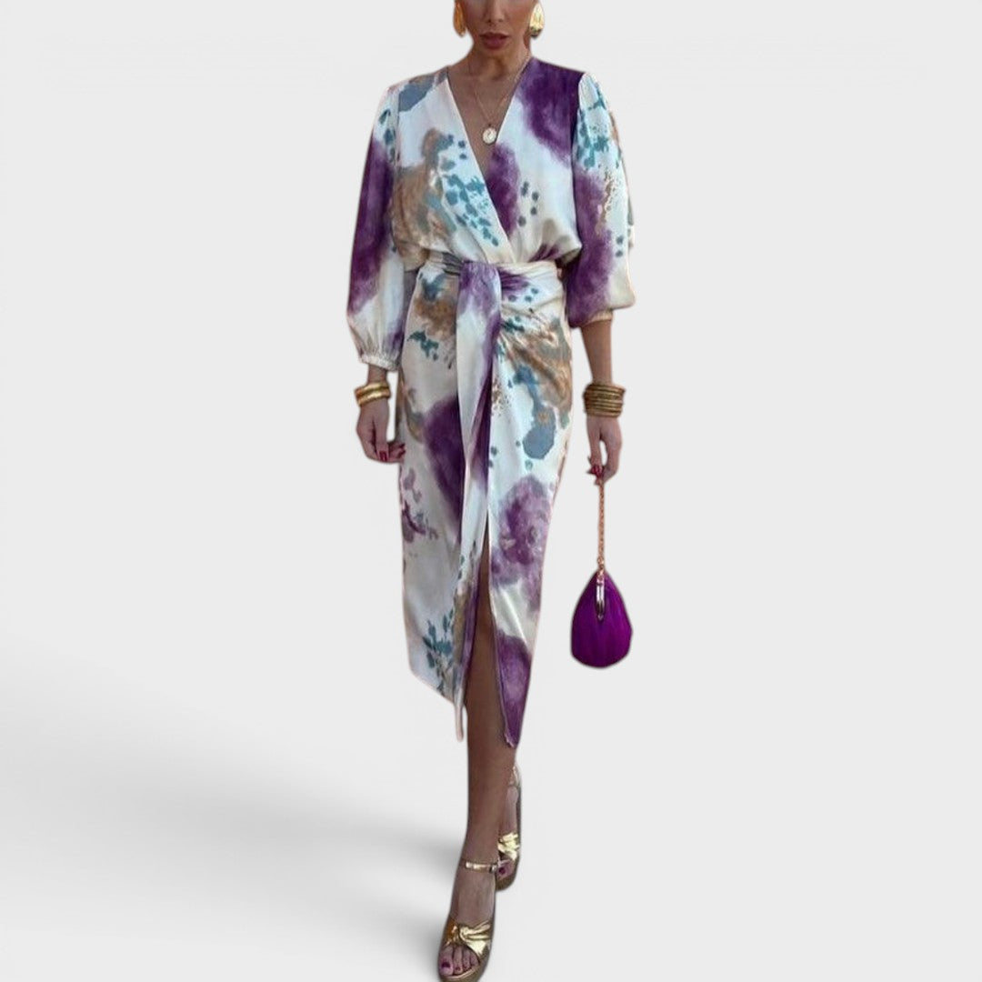 Valeria | Formal V-Neck Midi Dress