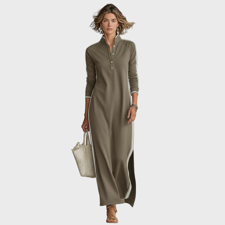 Willow | Button-down Collar Sweatshirt Maxi Dress