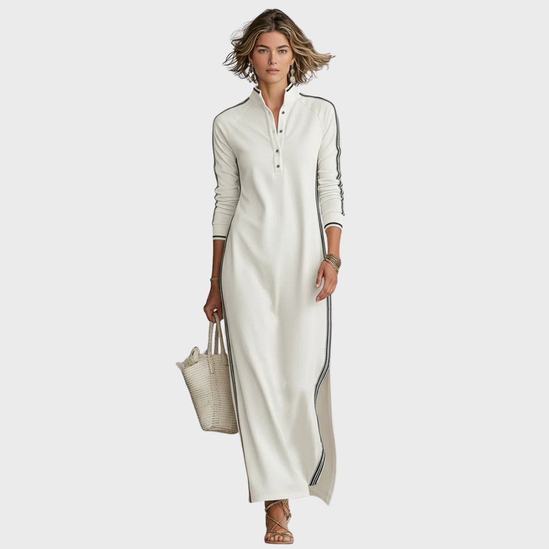 Willow | Button-down Collar Sweatshirt Maxi Dress