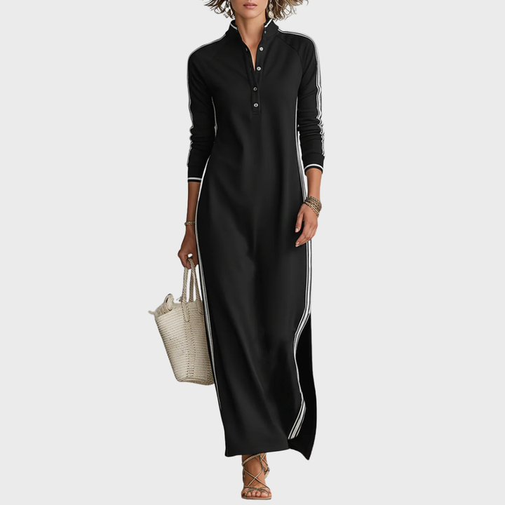 Willow | Button-down Collar Sweatshirt Maxi Dress