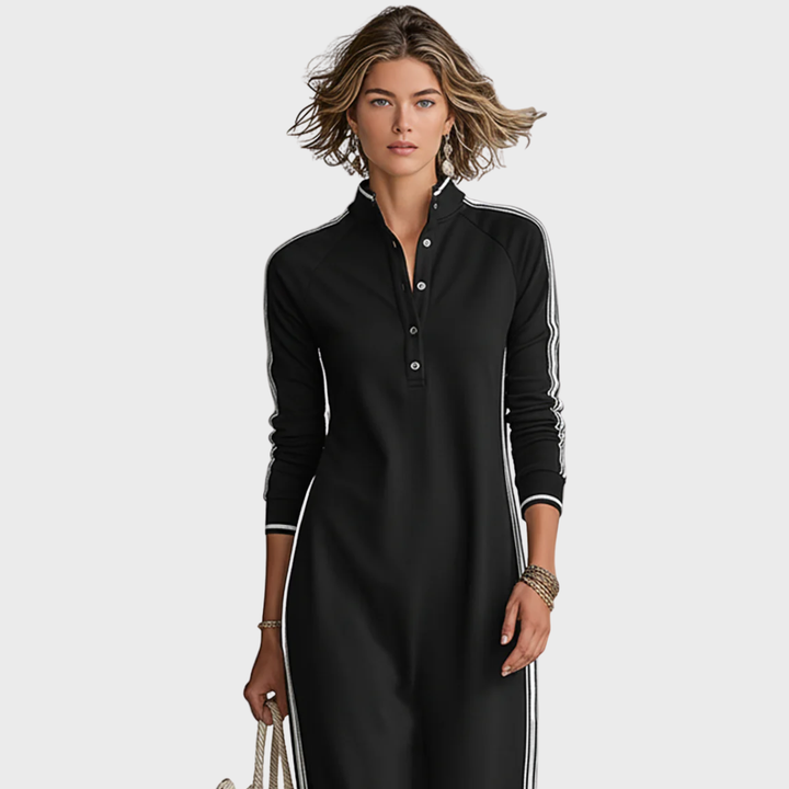 Willow | Button-down Collar Sweatshirt Maxi Dress