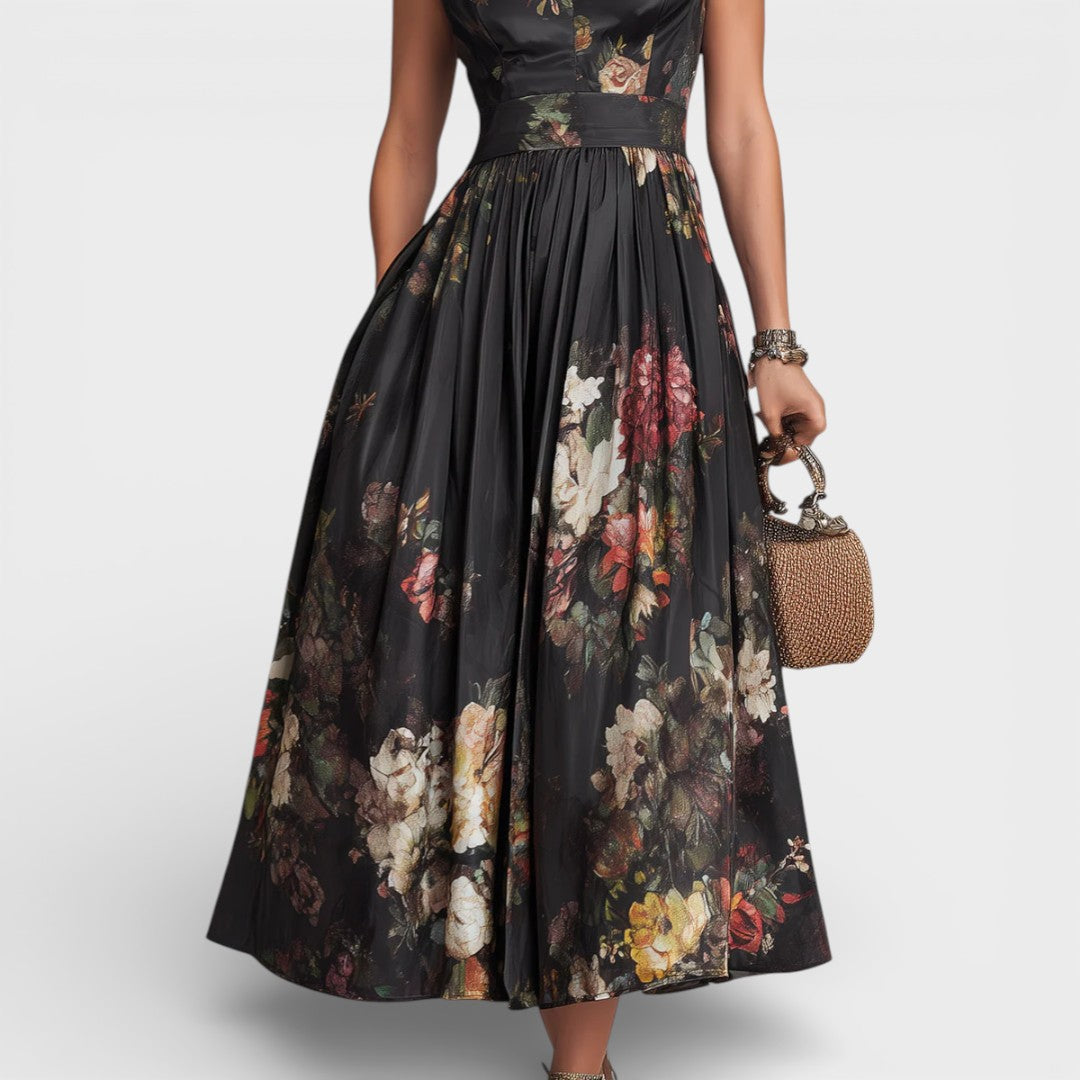 Bea | Floral Pleated Midi Dress