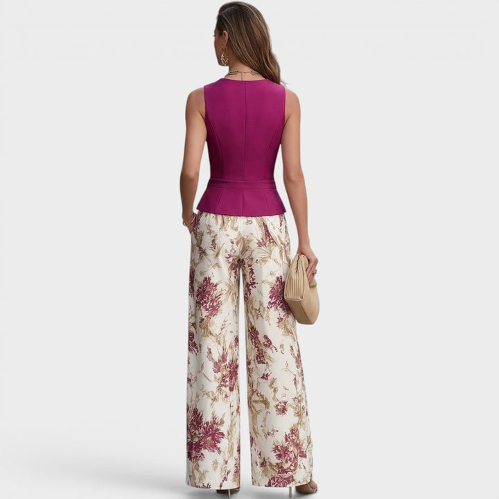 Vivienne | Tailored Vest & Floral Wide Leg Set