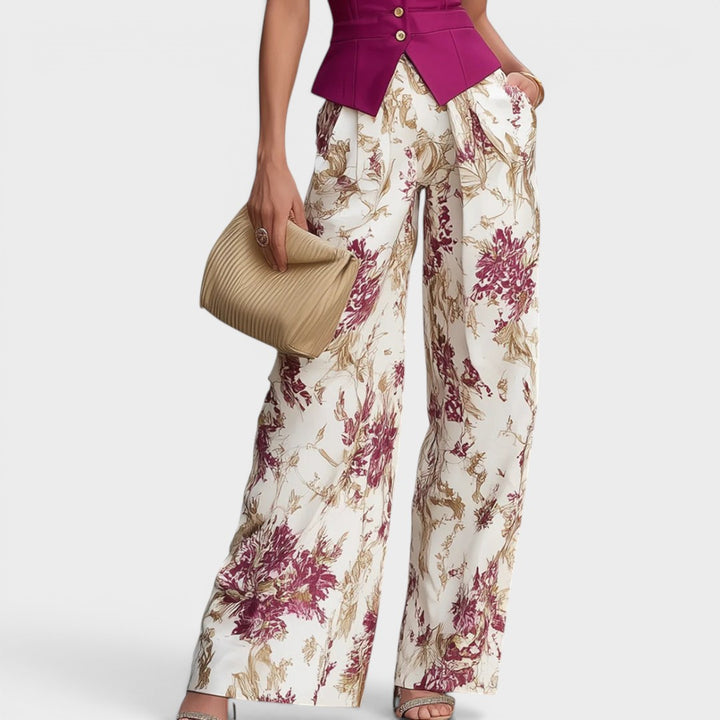 Vivienne | Tailored Vest & Floral Wide Leg Set