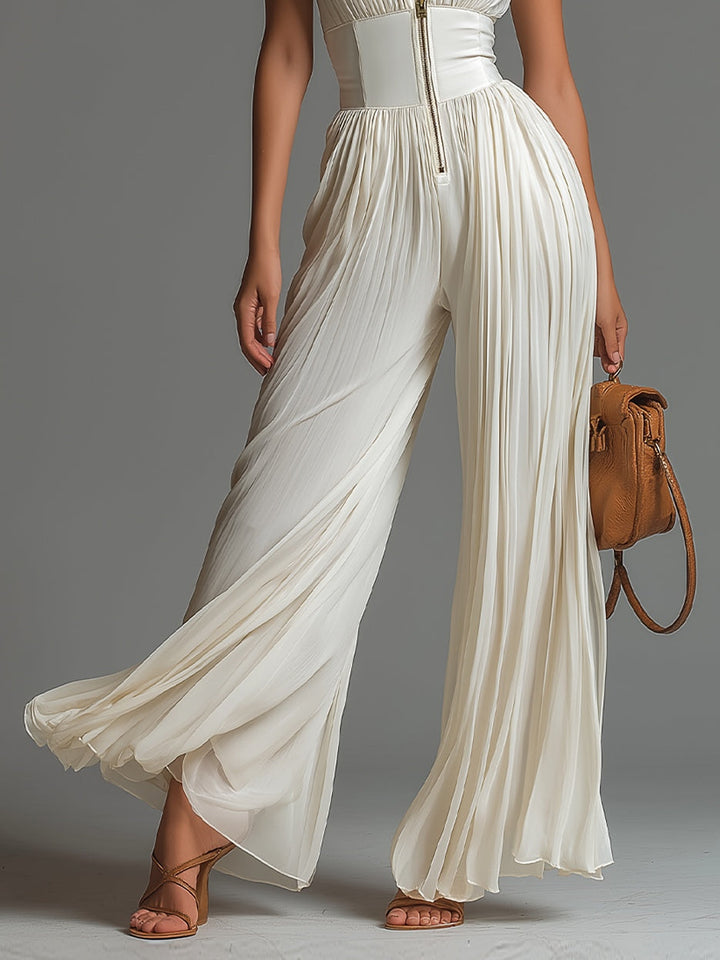 Ivory | Pleated Evening Jumpsuit