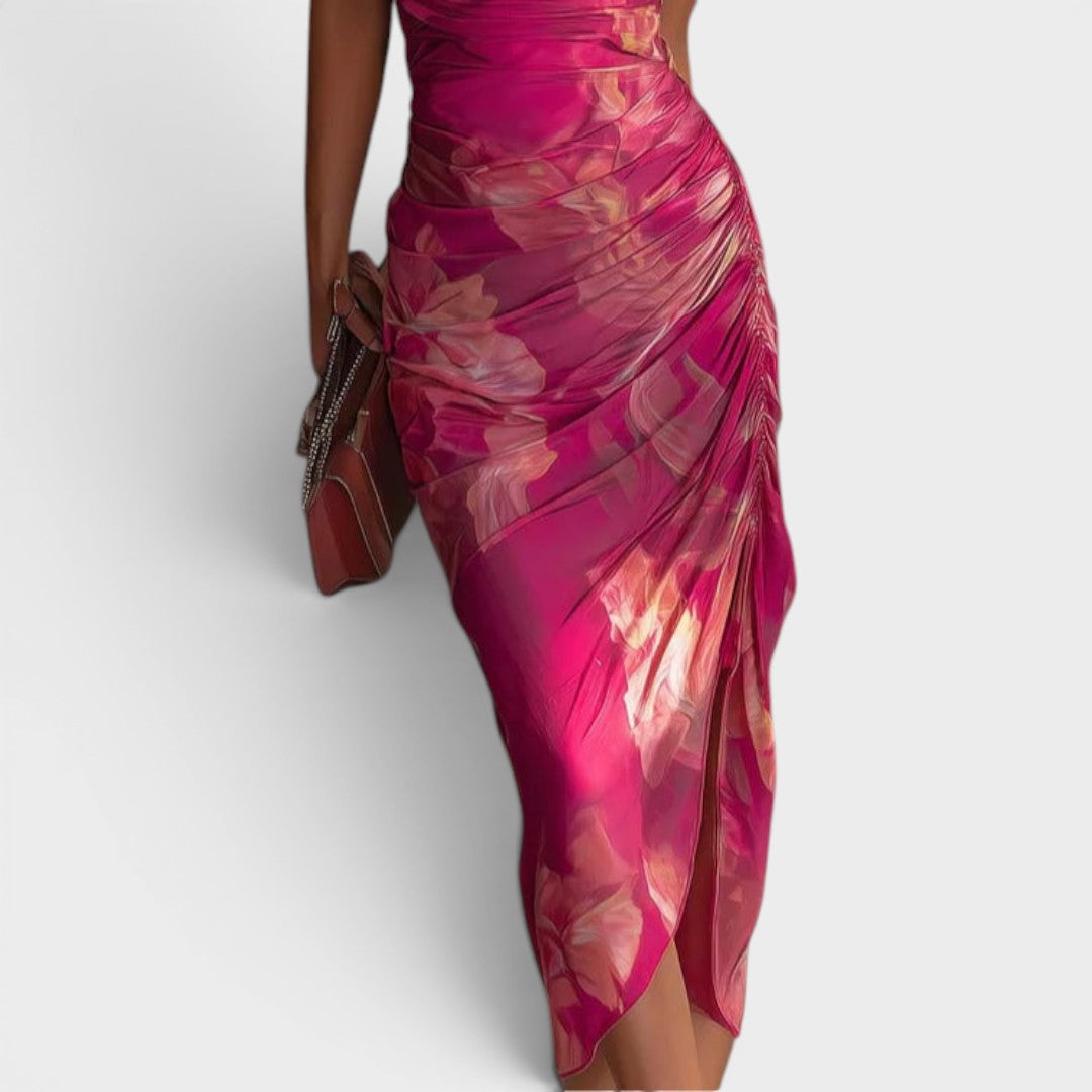 Valentina | Floral Ruched Midi Dress
