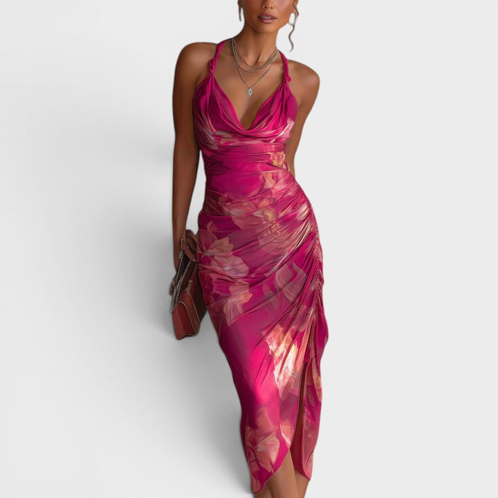 Valentina | Floral Ruched Midi Dress
