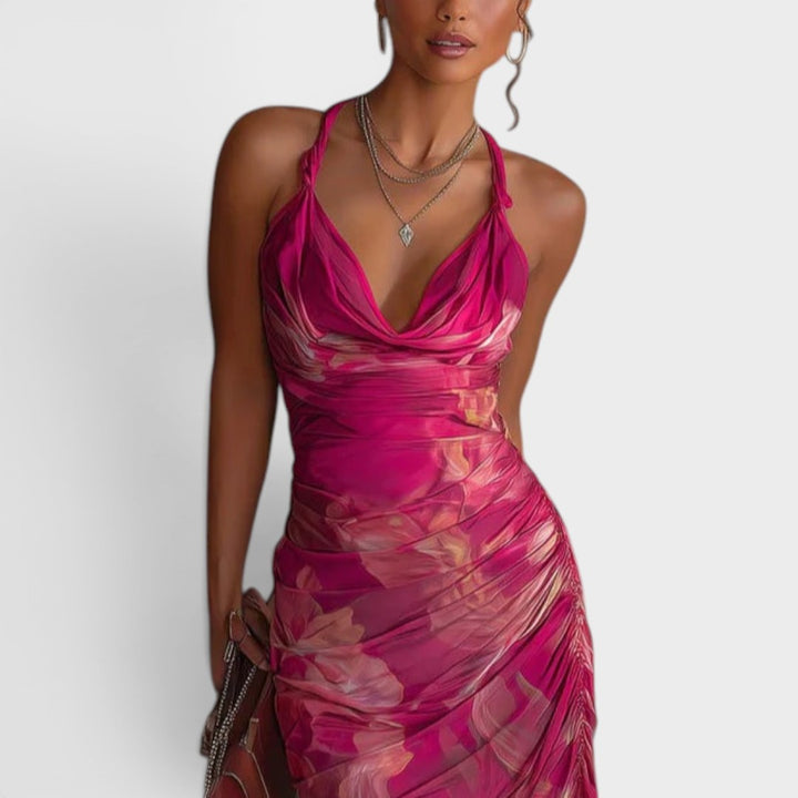 Valentina | Floral Ruched Midi Dress