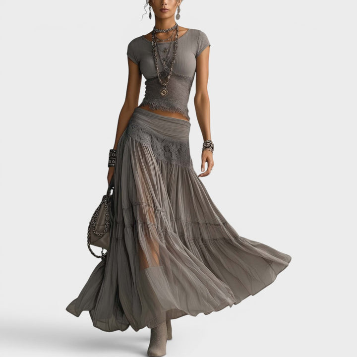 Yvette | Pleated Maxi Skirt Set