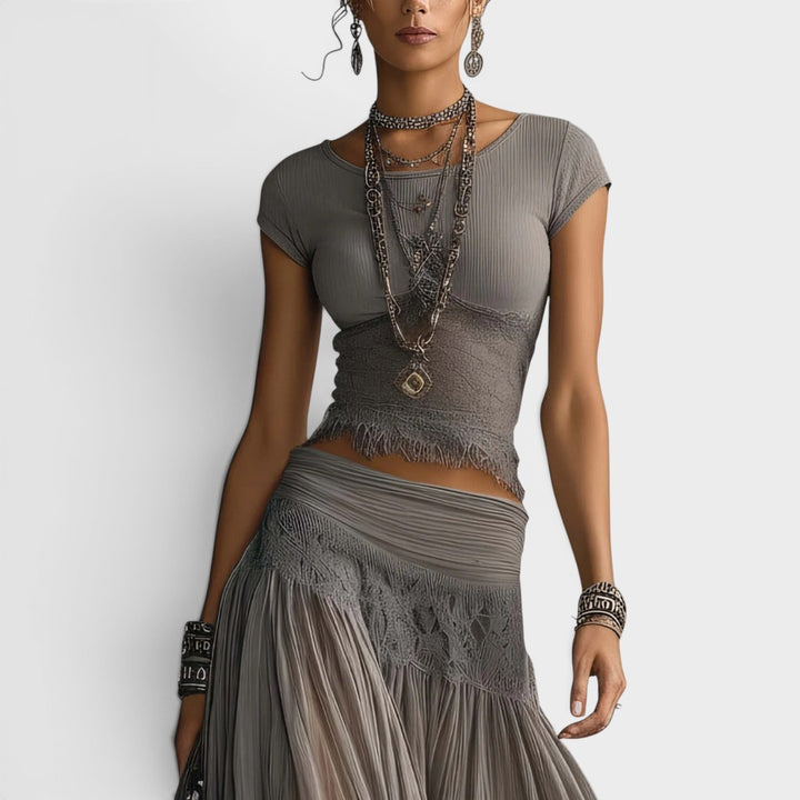 Yvette | Pleated Maxi Skirt Set