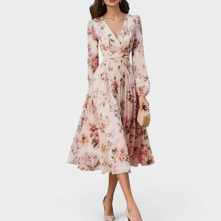 Yvonne | Longsleeves Floral Midi Dress