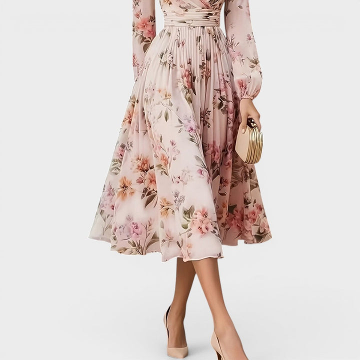 Yvonne | Longsleeves Floral Midi Dress