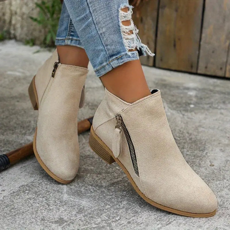Céline - Trendy Suede Ankle Boots with Heel