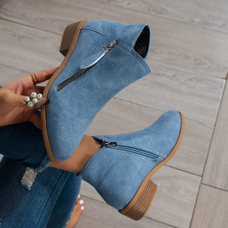 Céline - Trendy Suede Ankle Boots with Heel