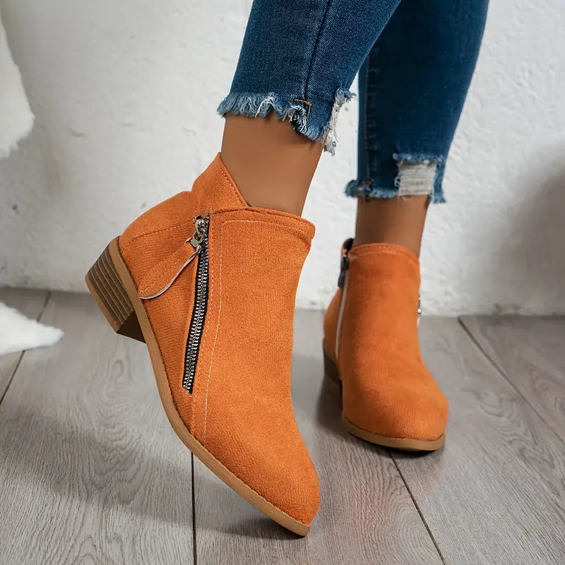 Céline - Trendy Suede Ankle Boots with Heel