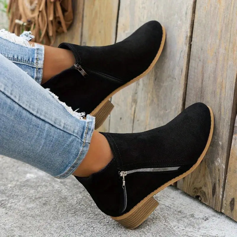 Céline - Trendy Suede Ankle Boots with Heel