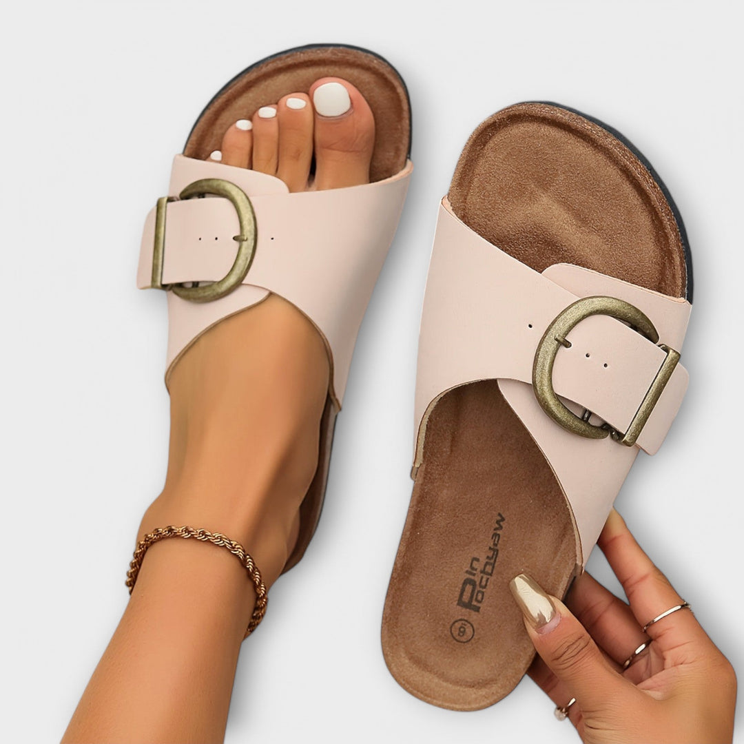Aurora - Women's Cork Sandals with Buckle Strap Design