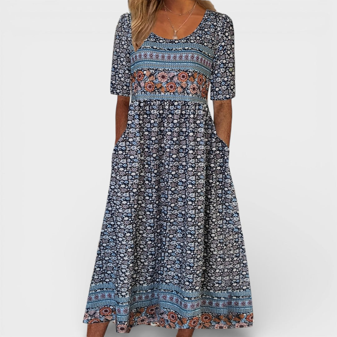 Josie | Floral Boho Midi Dress