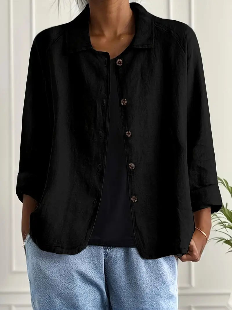 Denise long sleeve top in Black