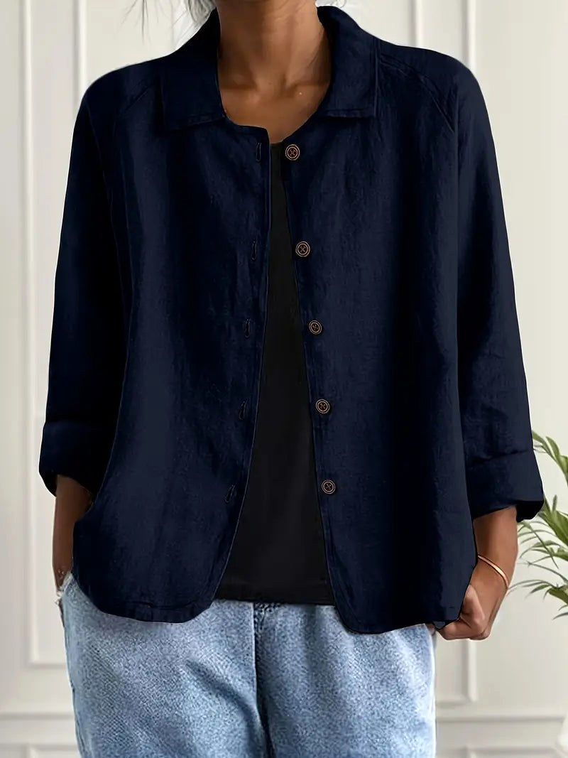 Denise long sleeve top in Navy Blue