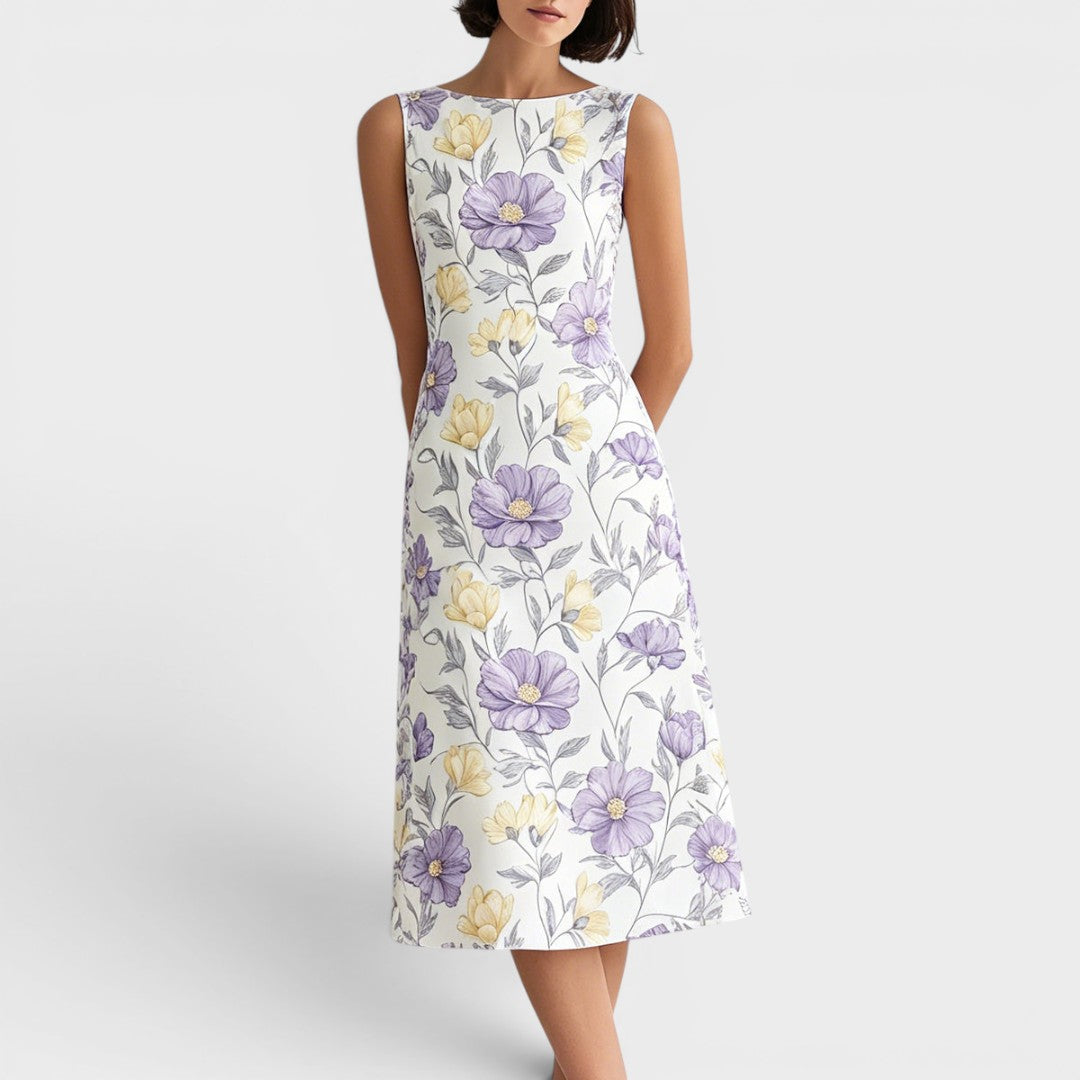 Camille | Sleeveless Floral A-Line Midi Dress