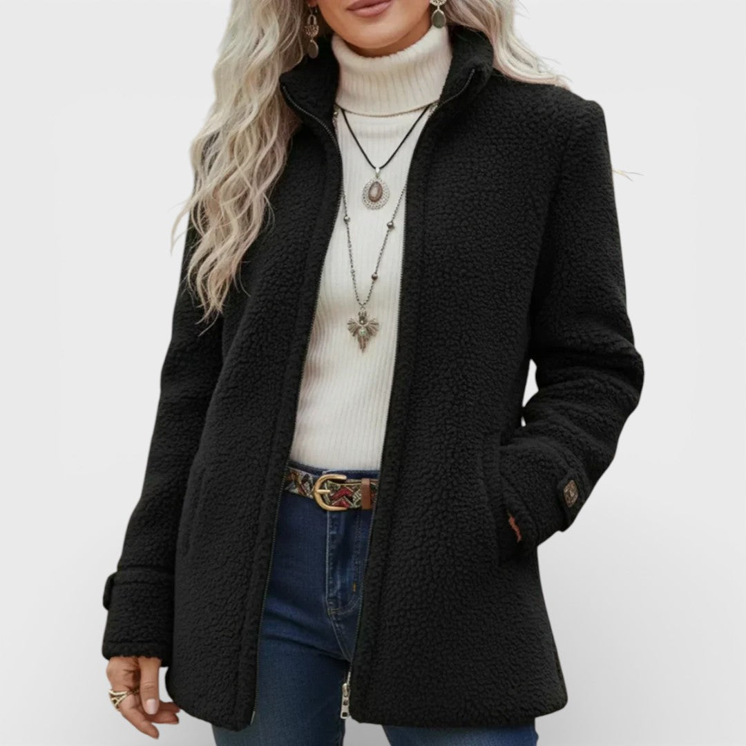 Carissa - Full-Zip Lambswool-Feel Stand Collar Jacket
