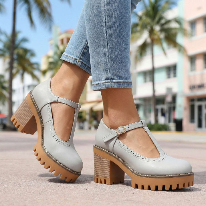 Jasmine | Chunky T-Strap Mary Jane Heels