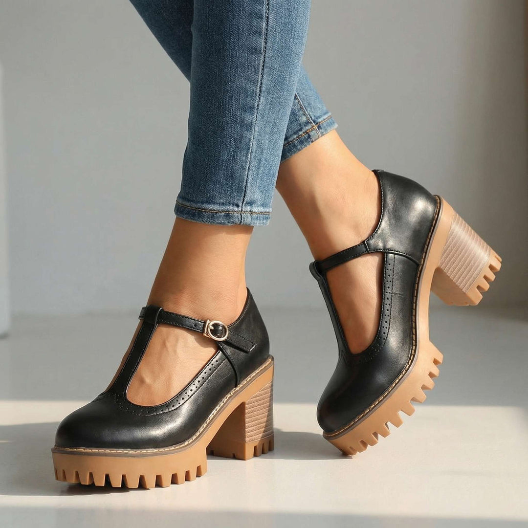 Jasmine | Chunky T-Strap Mary Jane Heels