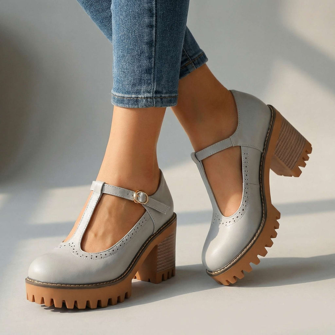 Jasmine | Chunky T-Strap Mary Jane Heels