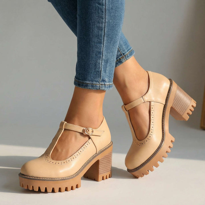Jasmine | Chunky T-Strap Mary Jane Heels