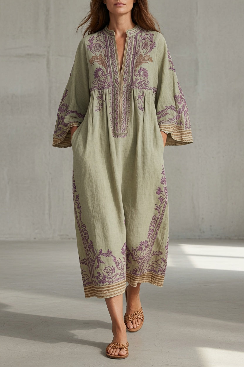 Elowen | Embroidered Bohemian Midi Dress